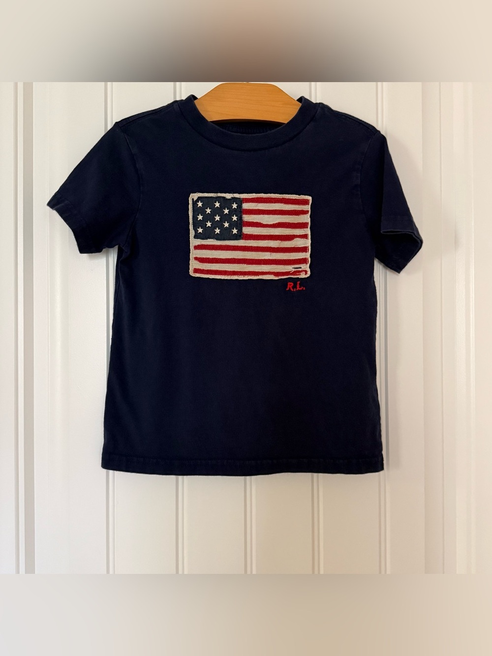 Polo Ralph Lauren Boys' Flag Cotton Jersey Tee Size 4 Patriotic USA Flag Shirt